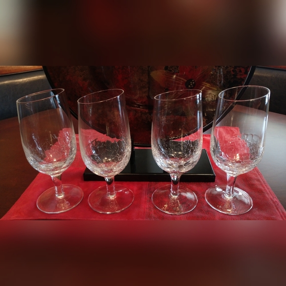 Pier 1 Other - Pier 1-Rare-Clear Crackle Angle Rimmed Ice Tea Glasses-4